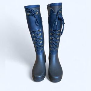 UGG Madelyn Navy and Charcoal Lace-Up Women's Rain Boots
